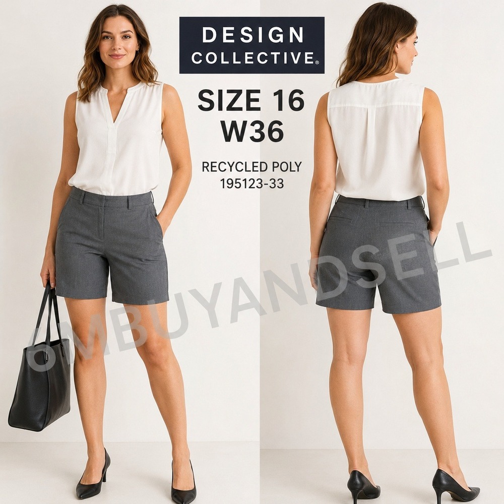 Design Collective Womens Gray Flat Front Shorts Size 16 Recycled Poly 195123-33